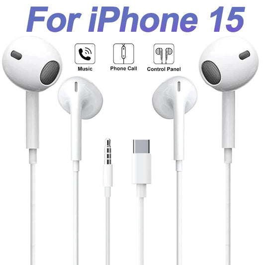 Type C Wired Earphones For Apple iPhone 15 Pro Max In-Ear With Microphone For Sumsung Onepuls Xiaomi Redmi Huawei USB C Earpbuds