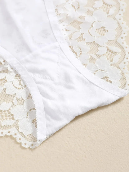 1 Set Elegant Erotic Lace Embroidery Breathable Fabric Lingeries : Push-Up Bra, Low Waist Sheer Panty - Ultimate Valentine's Day
