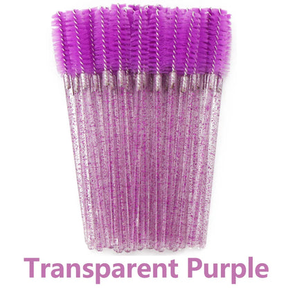 ANNAFRIS 50Pcs  Disposable Eyelash  Brush Soft Head Crystal Eyebrow Brush Lash Extension Brush  Mascara Wand Makeup Tool