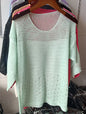 2022 new summer style loose cut out knitwear thin sun protection clothing women's round neck knitwear half-sleeved pullover