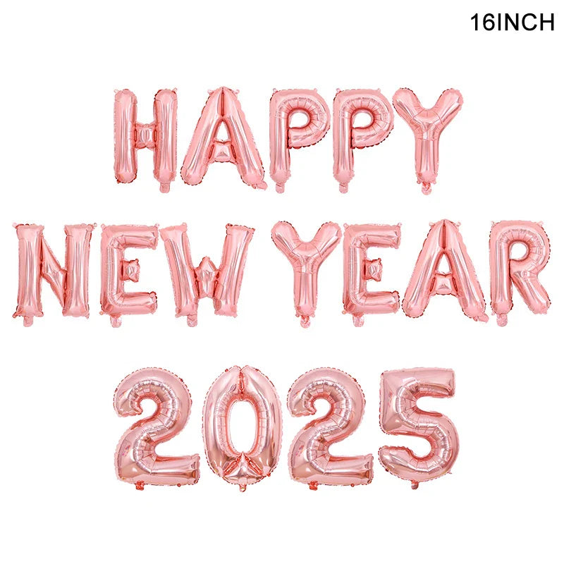 2025 Crown Number Foil Balloons Happy New Year Eve Party Decoration Photo Booth Props Supplies Christmas Home Decor Navidad 2024