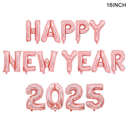 2025 Crown Number Foil Balloons Happy New Year Eve Party Decoration Photo Booth Props Supplies Christmas Home Decor Navidad 2024
