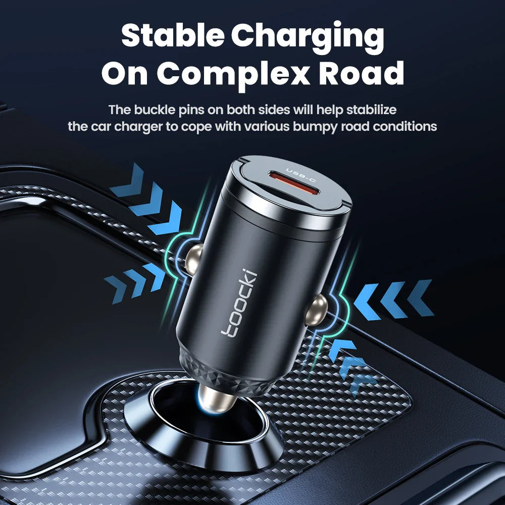 Toocki 45W USB C Car Charger for Samsung S23 S22 S21 Xiaomi Huawei QC PD Fast Charging Car Phone Charger for iPhone 15 14 13 12
