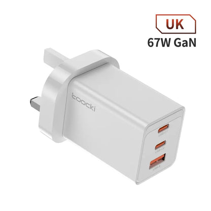Toocki 67W GaN USB C Charger 65W Quick Charge QC 4.0 PD 3.0 45W Type C Fast USB Charger For iPhone 16 15 14  Pro Samsung MacBook