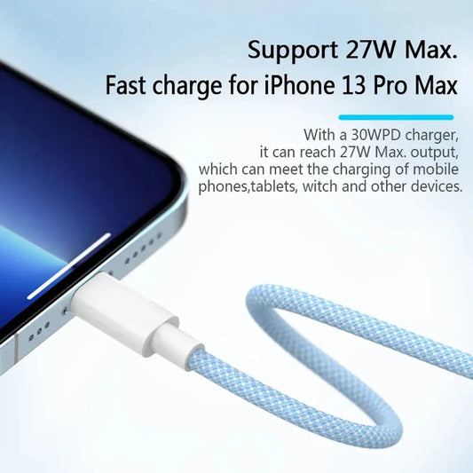 Câble USB C PD 20W pour iPhone 14 13 12 11 Pro Max Xs 8 Plus iPad, Fil 3A Charge Rapide, Câble de Données Type C pour iPhone
