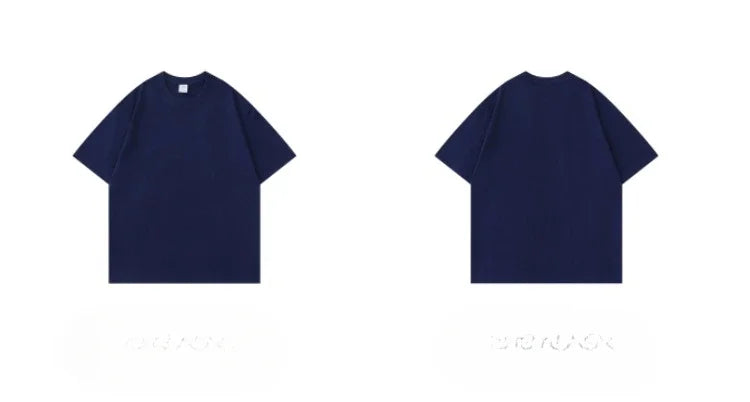 300g Cotton T Shirts Men Short Sleeved Heavyweight  Summer Round Neck Loose Breathable Shirt for Men Women Basic Tee