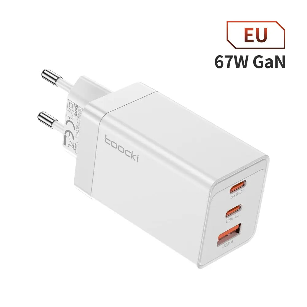 Toocki 67W GaN USB C Charger 65W Quick Charge QC 4.0 PD 3.0 45W Type C Fast USB Charger For iPhone 16 15 14  Pro Samsung MacBook