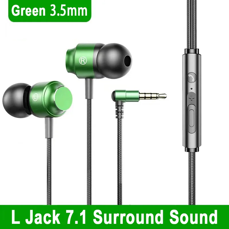 For Samsung 90° Jack Wired Gaming Headset HiFi Surround Sound With Mic Type C 3.5mm Music Headphones For Galaxy S24 23 iPhone 15