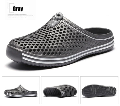 YRZL Mens Slippers Beach Shoes Unisex Hollow Outdoor Casual Men Beach Sandal Flip Flops Shoes Non-slip Size 36-45 Mens Slippers