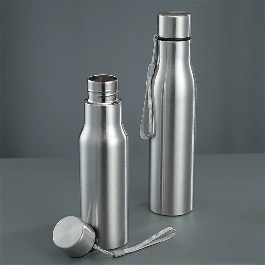 1pc 750ml/1000ml Stainless Steel Water Bottle, Large Capacity Portable Sports Bottles For Outdoor Camping Hiking Travel