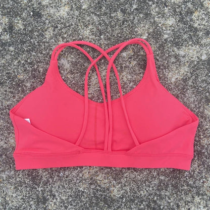 Soutien-gorge de sport uni doux haute résistance pour femme – Haut de sport serré pour entraînement complet, gym, yoga, sous-vêtement serré avec coussinet de poitrine