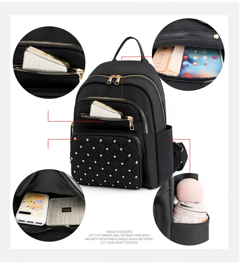 Sac à Dos Mode Femme, Sacs à Dos en Nylon de Haute Qualité, Grand Sac de Voyage pour Femmes, Grands Cartables pour Filles Adolescentes, Sac à Bandoulière