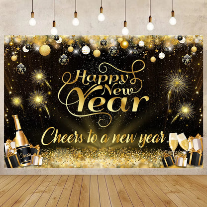 2025 Happy New Year Backdrops for Christmas Photography Decor Background Fireworks Celebrate Party Family Poster Photo Props