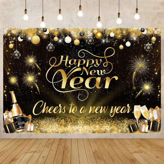 2025 Happy New Year Backdrops for Christmas Photography Decor Background Fireworks Celebrate Party Family Poster Photo Props