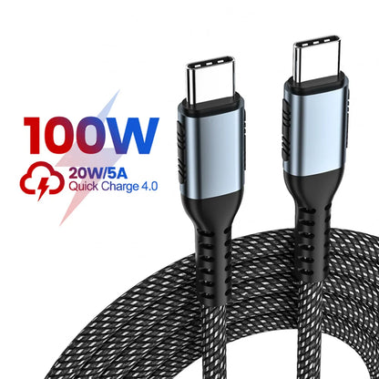 USB C to USB Type C Cable for MacBook Pro Quick Charge 4.0 PD 100W 5A Fast Charging for Samsung Xiaomi mi 10 Charge Cable 1/2M