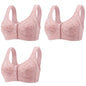 3Pcs/Set Women Lingerie Bra Cotton Wire Free Front Closure Bralette Confortable Underwear Widened Shoulder Straps U-shaped Back