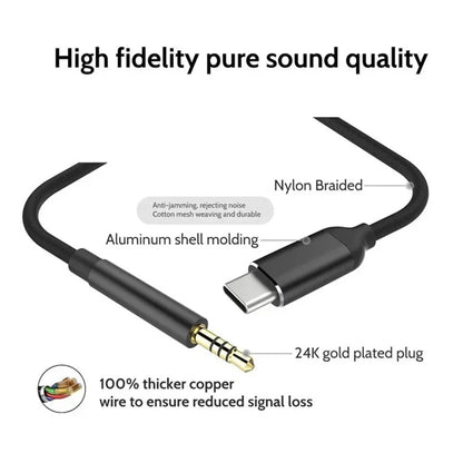 NNBILI Usb Type C To 3.5mm Aux Audio Cable Headset Speaker Headphone Jack Adapter Car Aux for Samsung S20 S21 PIus Ultra Tab S7