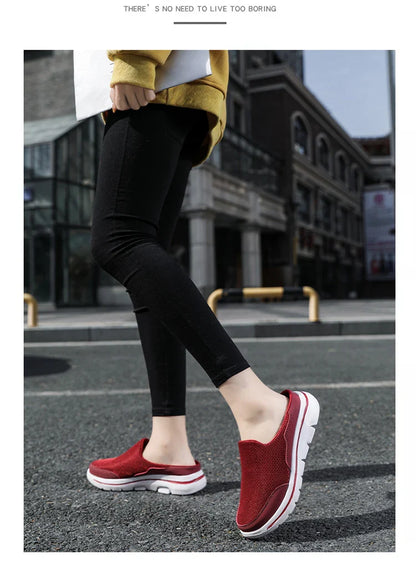 2024 Summer new breathable mesh shoes outdoor non-slip walking shoes comfortable sandals men half slippers casual loafers 35-48