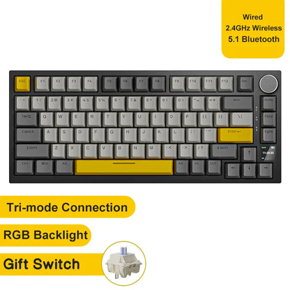Ajazz AK820/AK820Pro Gaming Mechanical Keyboard Bluetooth 5.1/Wireless/C-Wired Customized Keyboard with Knob Hot Swapping Gasket