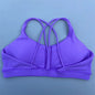 Soutien-gorge de sport uni doux haute résistance pour femme – Haut de sport serré pour entraînement complet, gym, yoga, sous-vêtement serré avec coussinet de poitrine