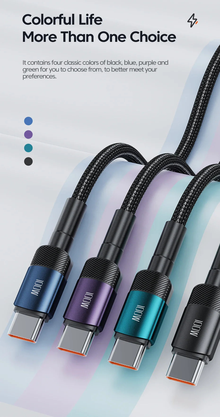 Toocki USB Type C Cable 100W Fast Charging 6A Type C Cable for Xiaomi Huawei P30 P40 Samsung POCO Realme Oneplus Data Wire