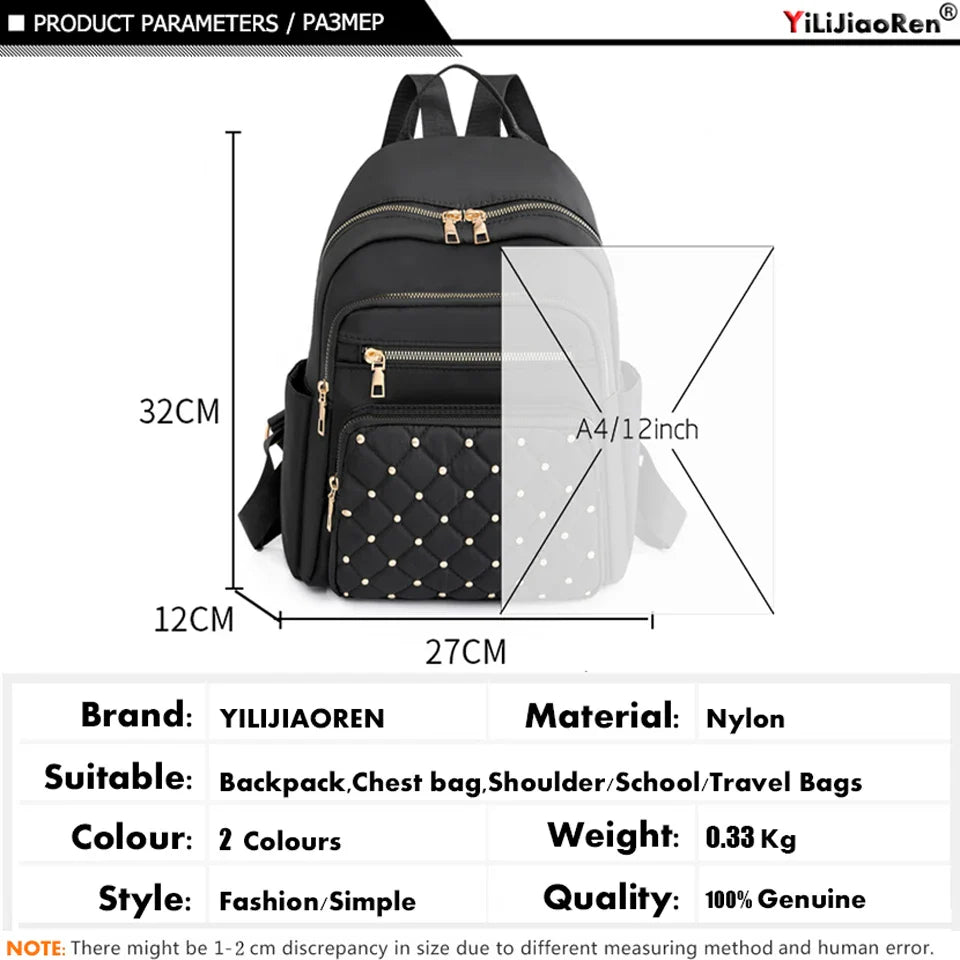 Sac à Dos Mode Femme, Sacs à Dos en Nylon de Haute Qualité, Grand Sac de Voyage pour Femmes, Grands Cartables pour Filles Adolescentes, Sac à Bandoulière