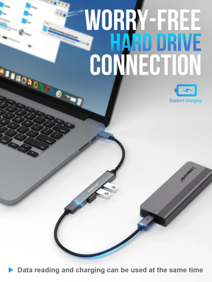 Lemorele Adaptateur USB OTG 4 ports 120 cm Adaptateur multi-répartiteur USB A 3.0 Accessoires pour ordinateur portable Xiaomi Lenovo Macbook Pro