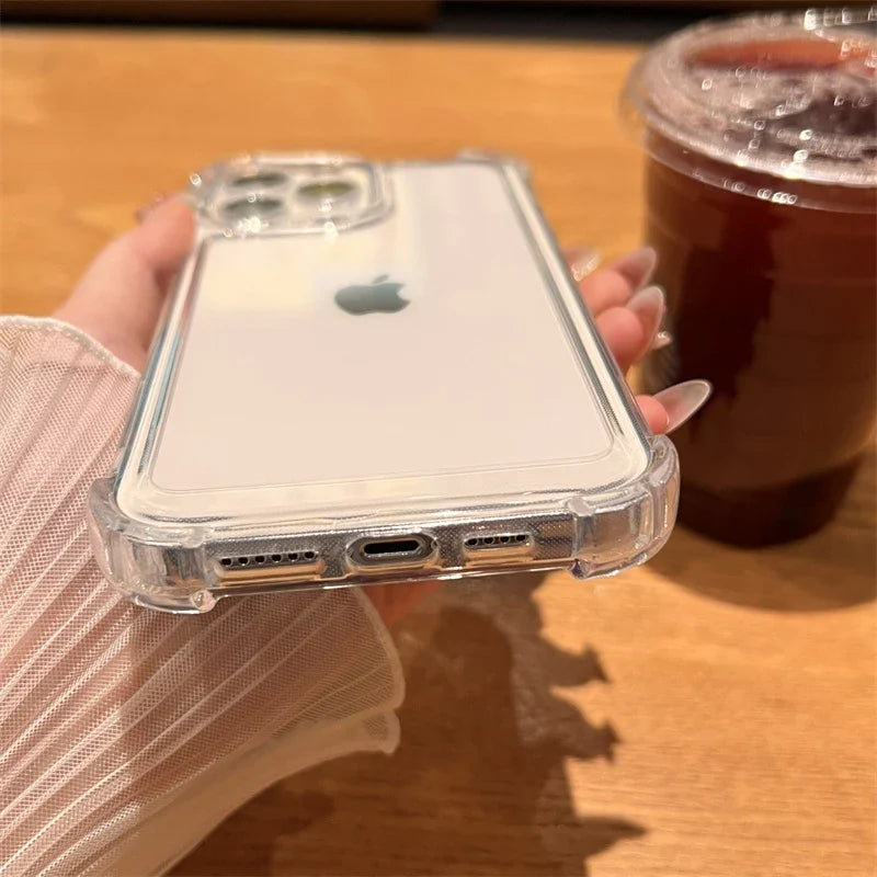 Étui antichoc transparent de luxe pour iPhone 15 14 13 12 11 Pro Max X Xs XR Max 7 8 Plus Coque pare-chocs