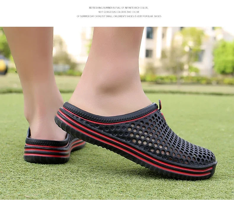 YRZL Mens Slippers Beach Shoes Unisex Hollow Outdoor Casual Men Beach Sandal Flip Flops Shoes Non-slip Size 36-45 Mens Slippers