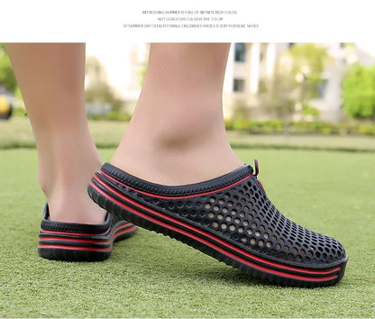 YRZL Mens Slippers Beach Shoes Unisex Hollow Outdoor Casual Men Beach Sandal Flip Flops Shoes Non-slip Size 36-45 Mens Slippers