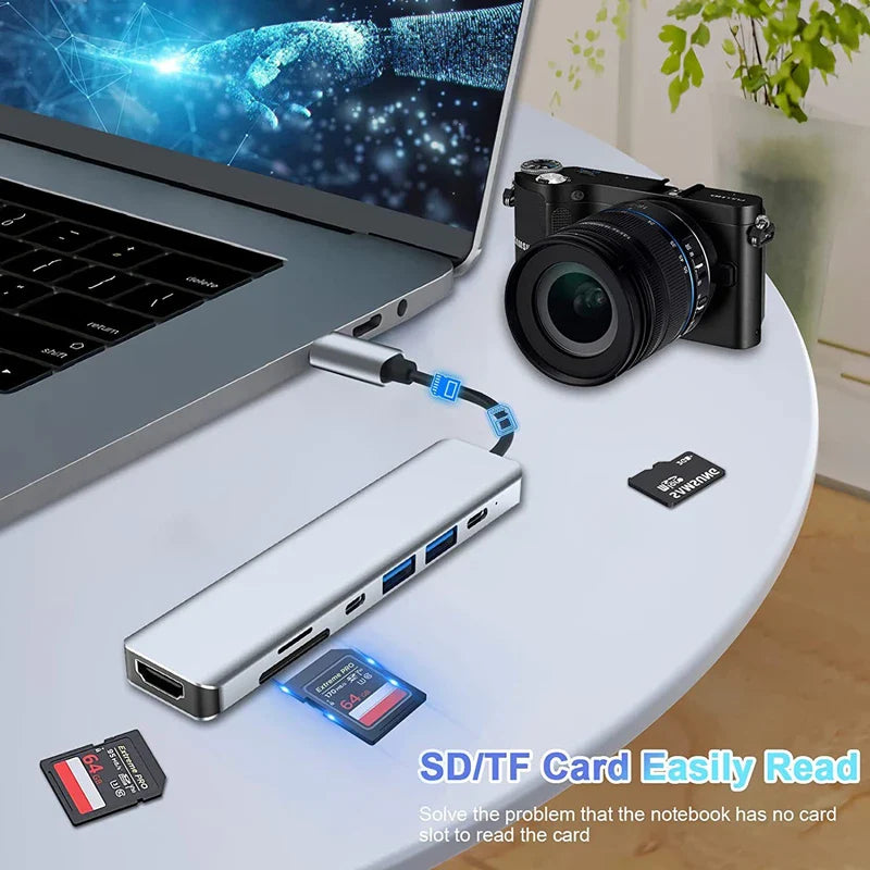 USB C Hub to 4K HDMI-Compatible USB 3.0 2.0 Type C PD Charging Dock for MacBook iPad Samsung S10 Dex TV Mouse Keyboard U Disk