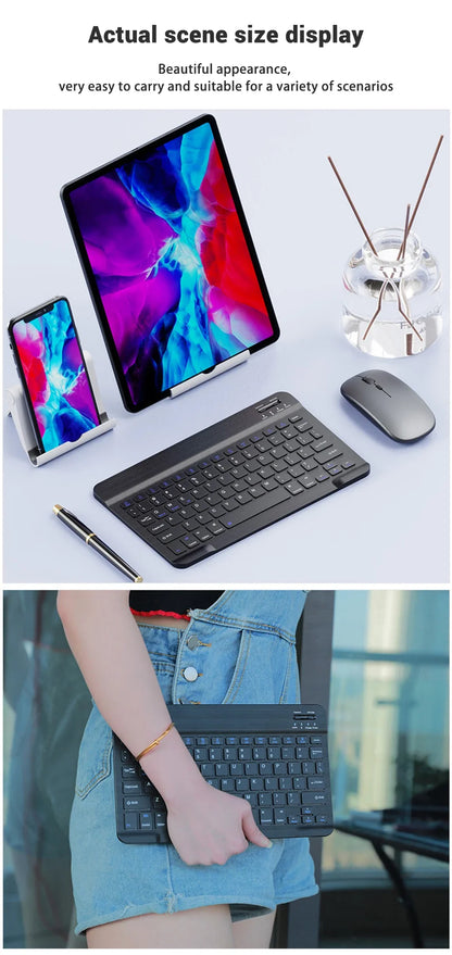 EMTRA Clavier et souris Bluetooth rétroéclairés pour iOS, Android, Windows, iPad, clavier portugais, clavier espagnol