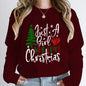 Just A Girl Who Loves Christmas Print Pullovers Women Fashion Pure Color Round Neck Hoodless Sweatshirt Autumn Winter Sweatshirt