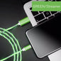 1m 3.28ft Type C Glowing Cable Mobile Phone Charging Cables LED Light Charger For Samsung Xiaomi iPhone Charge Wire Co