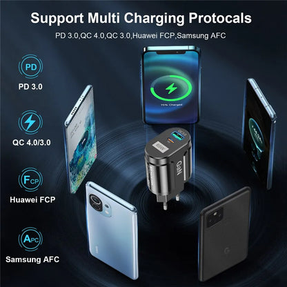 USLION 65W GaN USB C Charger Quick Charge Korea EU US Plug PD USB-C TypeC Fast USB Charger For iPhone 14 Xiaomi Samsung Macbook