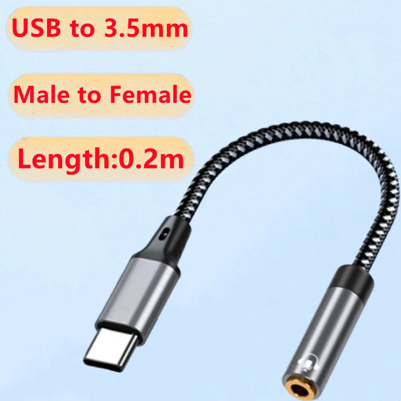 USB Type C to 3.5mm Aux Audio Cable Headset Speaker Headphone Jack Adapter Car Aux for Samsung iPhone15 Xiaomi HUAWEI Aux Cable