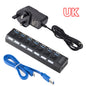 GRWIBEOU USB 3.0 Hub USB Hub 3.0 Use Power Adapter Multi USB Splitter 7 Port Multiple 3 Hab Expander USB Hub with Switch for PC