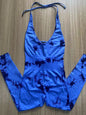 Women's Tie Dye Seamless Workout Jumpsuits One Piece Soft&Stretchy Fashion V-Neck Halter Open Back Yoga Sports Bodysuit