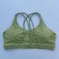 Soutien-gorge de sport uni doux haute résistance pour femme – Haut de sport serré pour entraînement complet, gym, yoga, sous-vêtement serré avec coussinet de poitrine