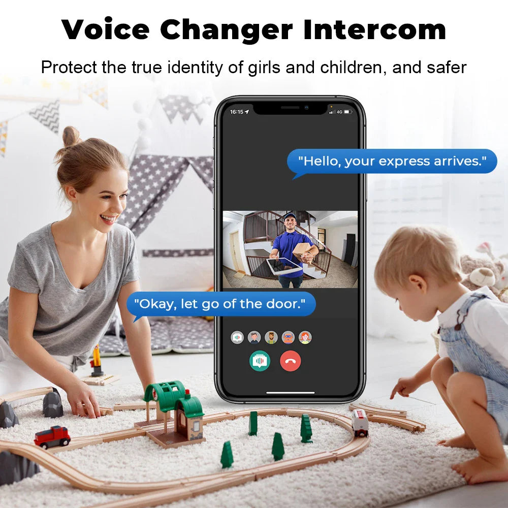 Wireless Smart Video Doorbell, 2.4G WiFi Home Security Camera, 2-way Audio, Night Vision, Battery, Secure Home Monitoring