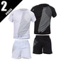 2/6 Pack Plus Size Men's Quick-drying Short-sleeved Shorts Suit Men's Leisure Sports Running Fitness T-shirt Joker Shorts Teen