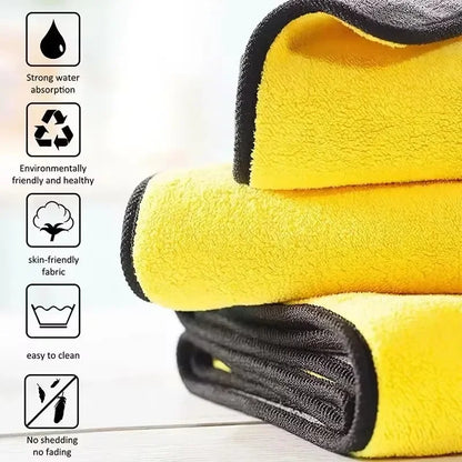 Chiffons en microfibre double face pour voiture, super absorbants, pour le lavage, le séchage, le nettoyage, les serviettes de détail automobile, les chiffons de nettoyage, outils