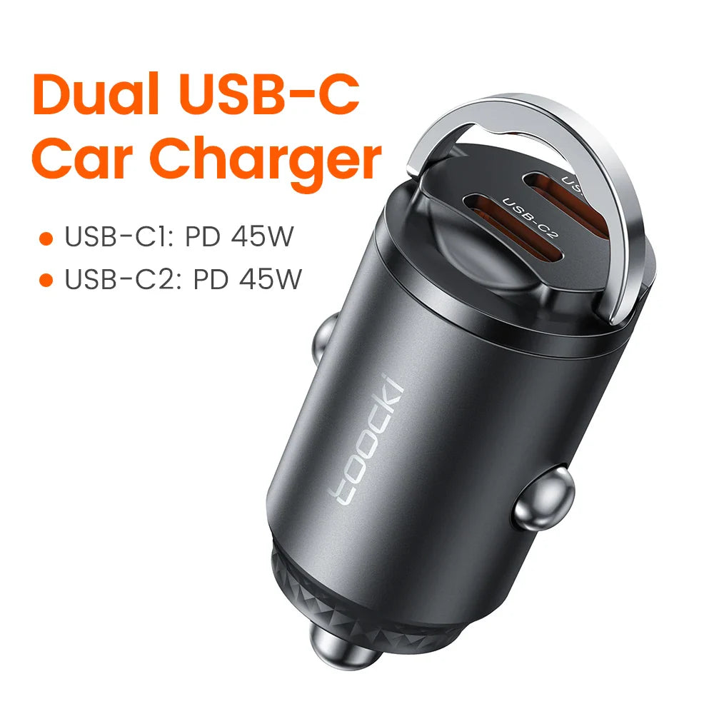 Toocki 45W USB C Car Charger for Samsung S23 S22 S21 Xiaomi Huawei QC PD Fast Charging Car Phone Charger for iPhone 15 14 13 12