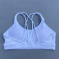 Soutien-gorge de sport uni doux haute résistance pour femme – Haut de sport serré pour entraînement complet, gym, yoga, sous-vêtement serré avec coussinet de poitrine