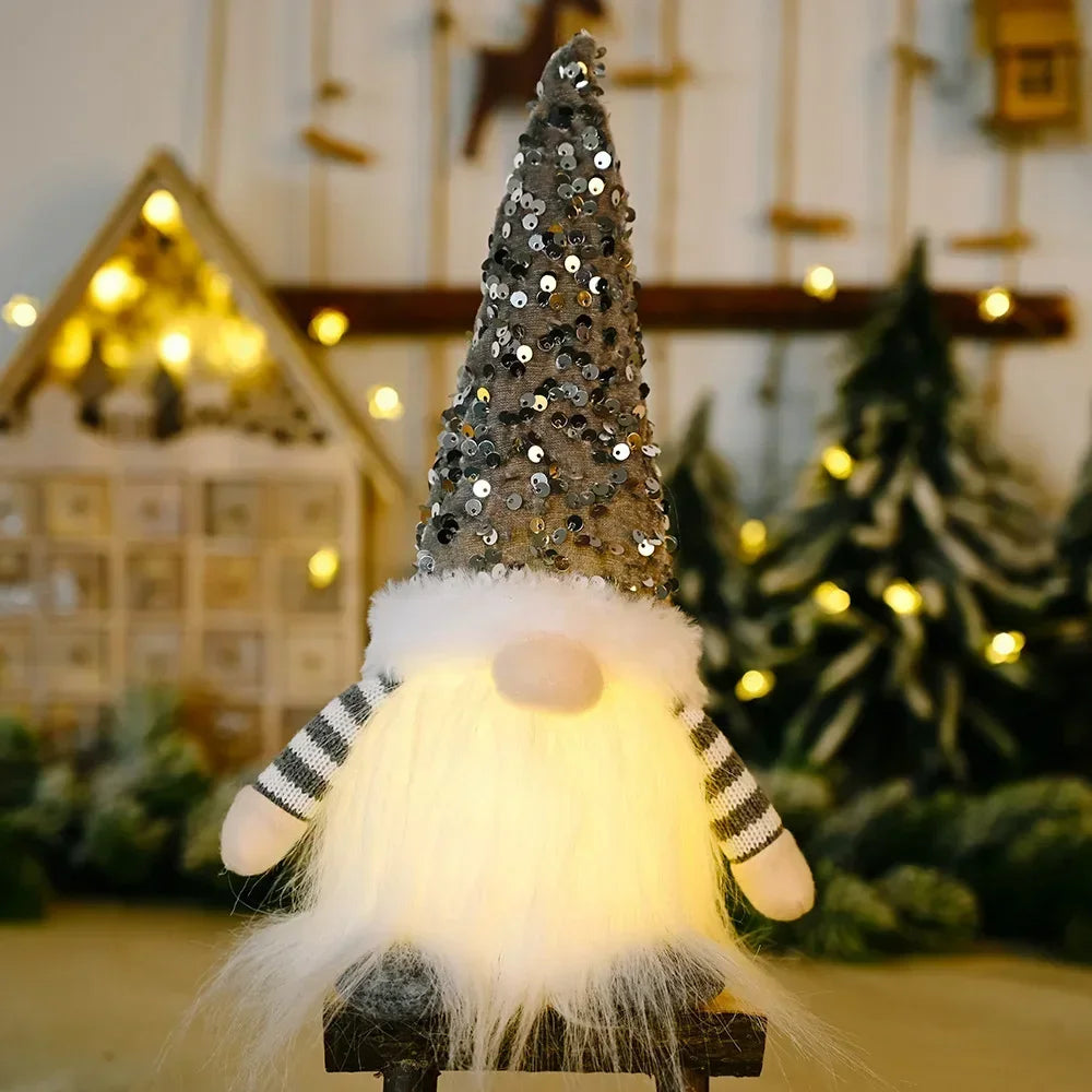 1~4pcs 2024 Christmas Doll Elf Knitted Gnome with Led Night Light Christmas Decorations for Home Xmas Navidad New Year 2025 Gift