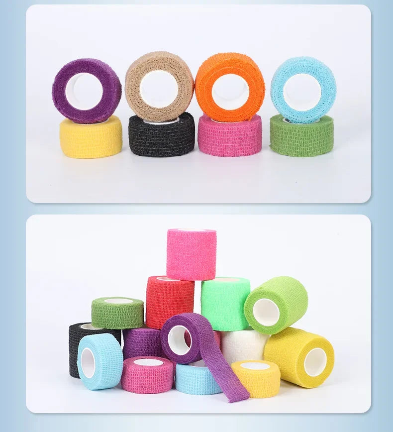 10 Rolls Athletic Wrap Tape Self Adhesive Elastic Bandage Elastoplast Sports Protector Knee Finger Shoulder Tattoo Accessories