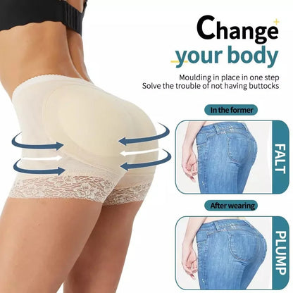 Culotte Remonte-Fesses Femme Faux Fessier Gaine Amincissante Rembourrée Sous-Vêtement Lady Remonte-Fesses Taille Haute Contrôle du Ventre Culotte de Hanches