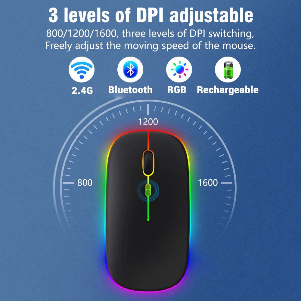EMTRA Clavier et souris Bluetooth rétroéclairés pour iOS, Android, Windows, iPad, clavier portugais, clavier espagnol