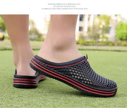YRZL Men Summer Shoes Sandals Men's Holes Sandals Hollow Breathable Flip Flops Clogs Shoes Fashion Beach Slippers Big Size 45