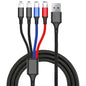 4 In 1 USB Cable For iPhone 3 In 1 USB A To Micro USB/Type C/8 Pin Charger Kable 3A Fast Charging Cabl For Huawei Samsung Xiaomi